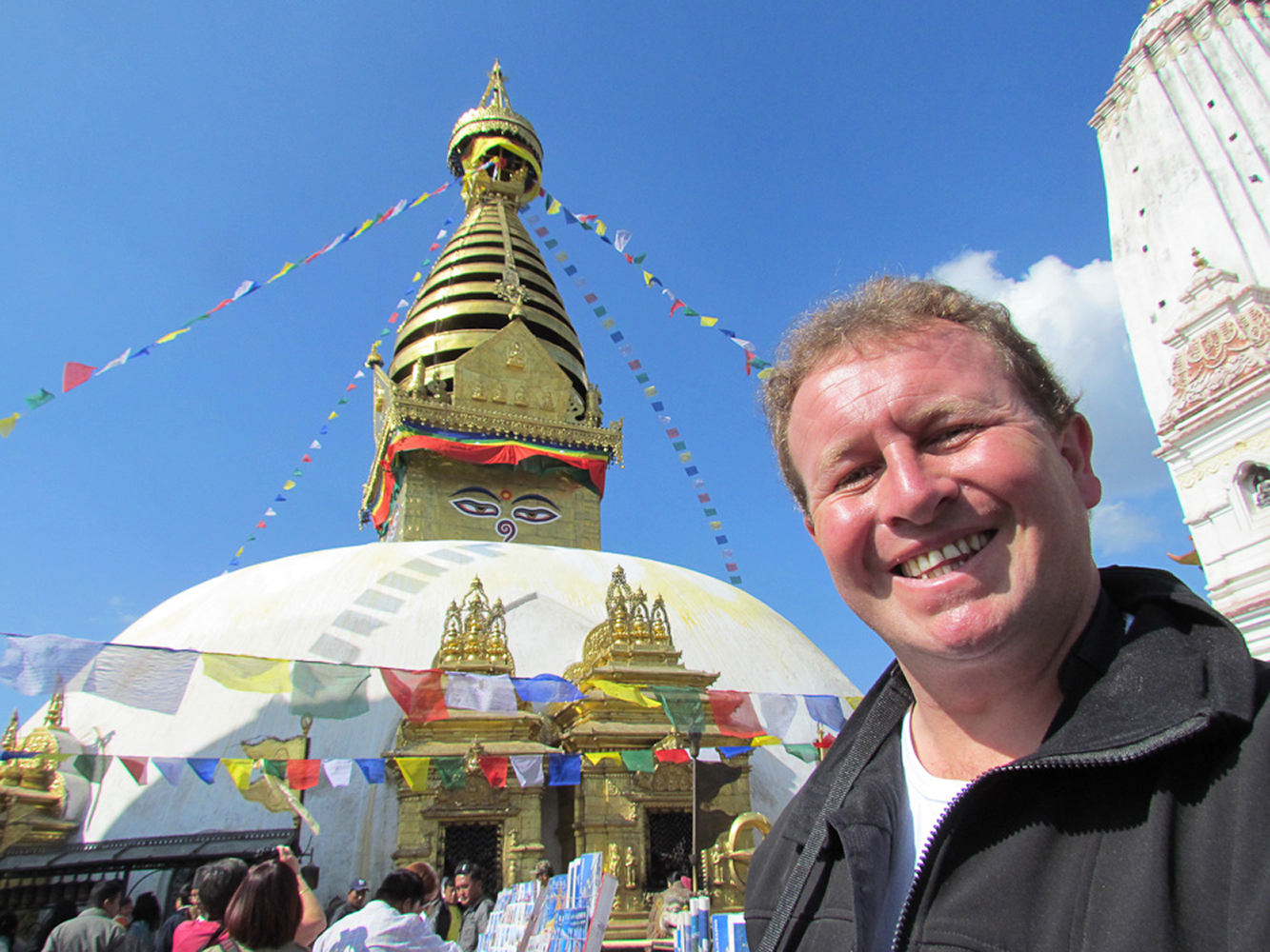 Swayambhunath, Nepal. The famous Buddhist stupa with Buddhas eyes keeping watch