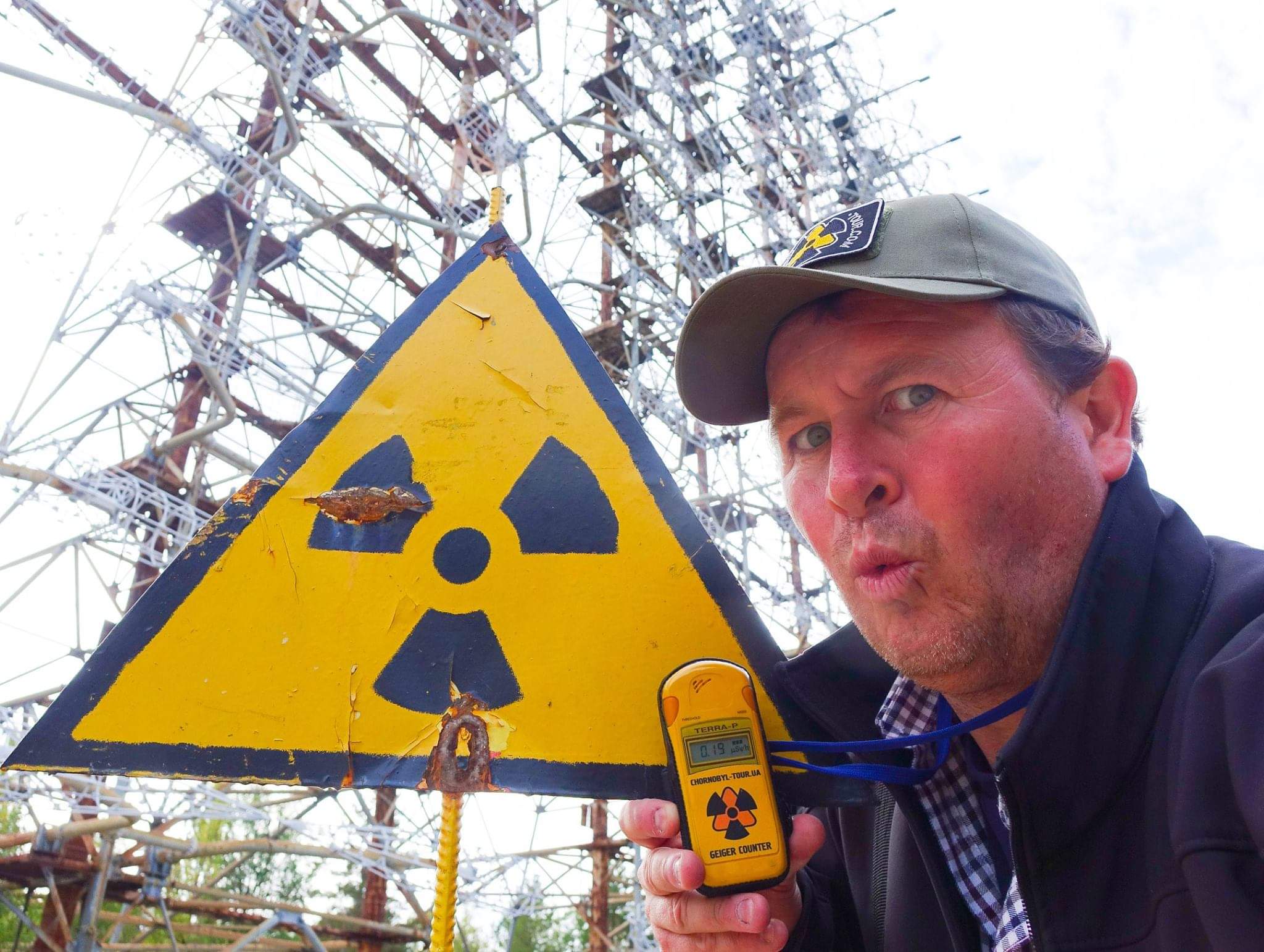 Chernobyl, Ukraine. Checking my glowing Geiger counter