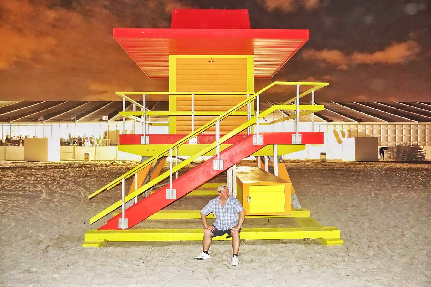 Miami, USA. Art Deco South Beach and its coloured lifeguard huts